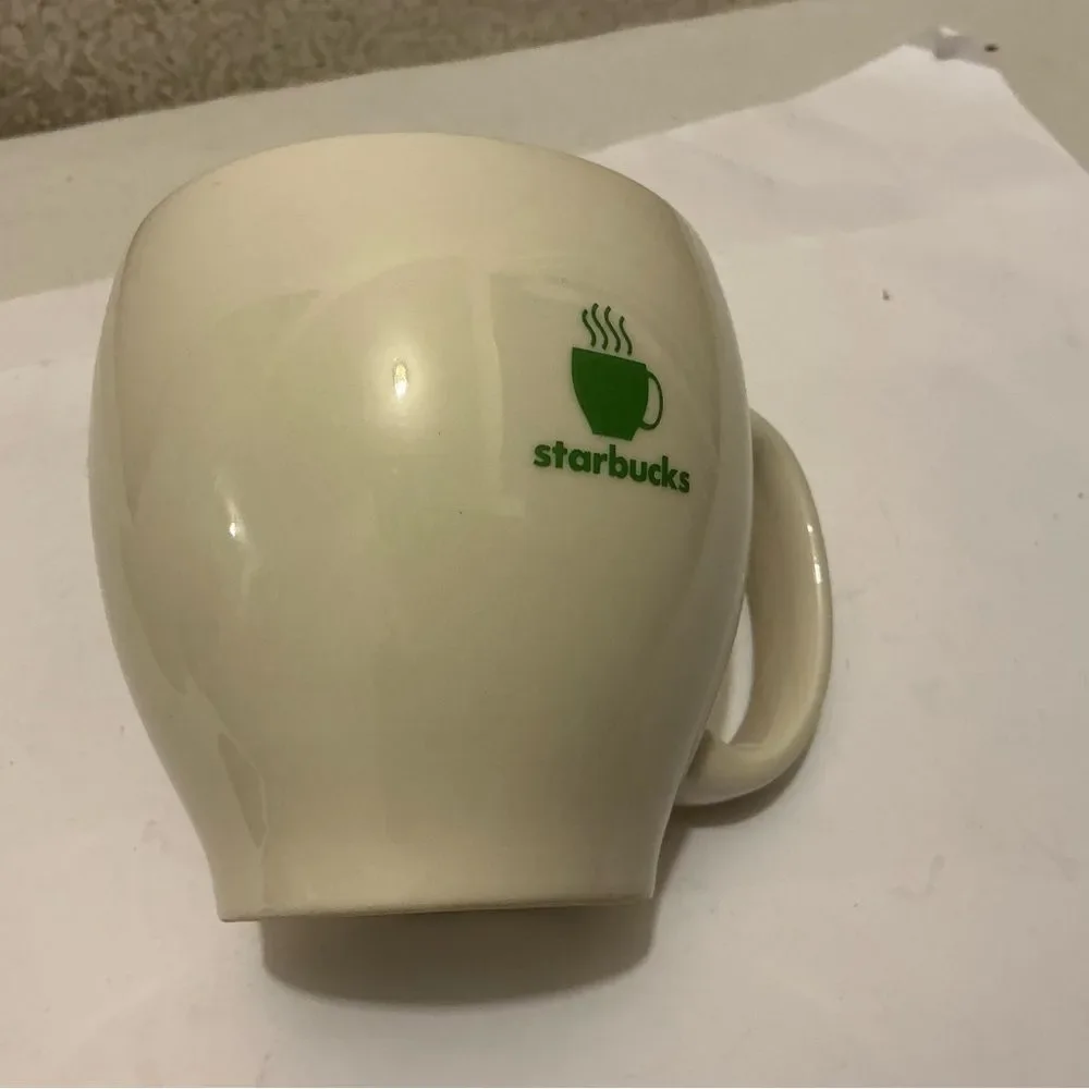 Vintage Starbucks Barista White Coffee Mug Cup Green Logo 2003